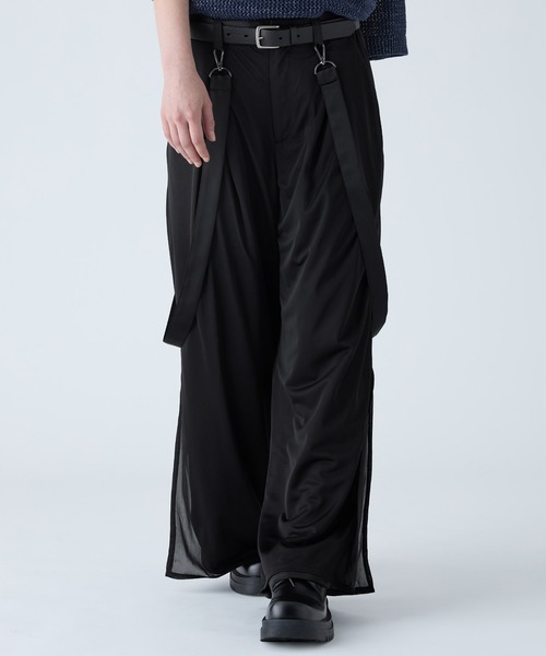 VELNUS】Draped loose silhouette suspenders double tuck sheer