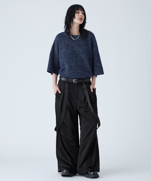 VELNUS】Draped loose silhouette suspenders double tuck sheer