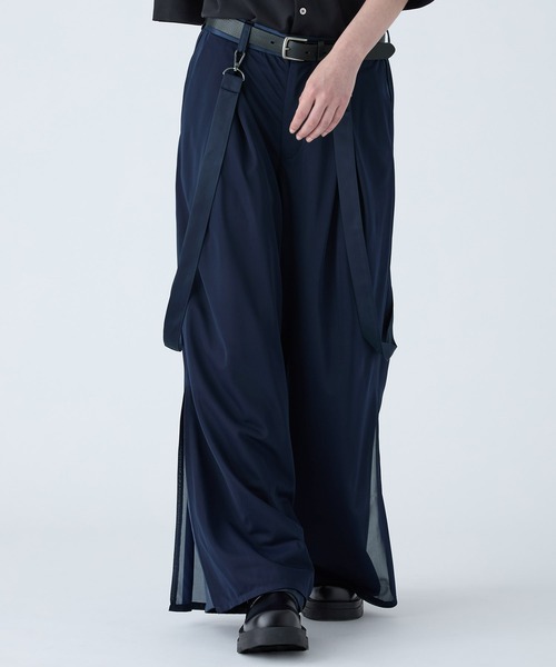VELNUS】Draped loose silhouette suspenders double tuck sheer