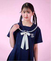 【接触冷感】リボンつきセーラーワンピース