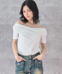 スムース 天竺 オフショル Tシャツ トップス