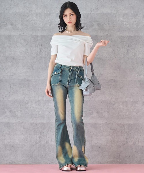 ANAP(アナップ)の「スムース 天竺 オフショル Tシャツ トップス(Tシャツ/カットソー・レディース・ブラック/ブラウン/ホワイト・FREE)」の7枚目の写真