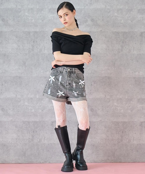 ANAP(アナップ)の「スムース 天竺 オフショル Tシャツ トップス(Tシャツ/カットソー・レディース・ブラック/ブラウン/ホワイト・FREE)」の9枚目の写真