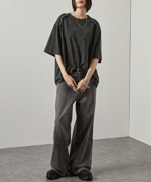 Alfred Alex（アルフレッドアレックス）の「【Alfred Alex】ヴィンテージ加工ヨークスタッズ半袖Tシャツ（Tシャツ/カットソー・メンズ・ワインレッド/ブルー/ブラック・M/L）」の22枚目の写真