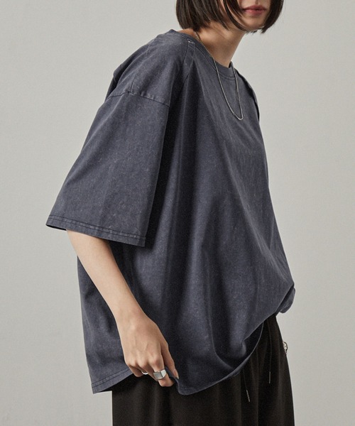 Alfred Alex（アルフレッドアレックス）の「【Alfred Alex】ヴィンテージ加工ヨークスタッズ半袖Tシャツ（Tシャツ/カットソー・メンズ・ワインレッド/ブルー/ブラック・M/L）」の4枚目の写真