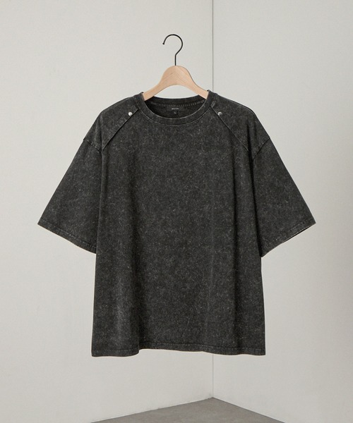 Alfred Alex】ヴィンテージ加工ヨークスタッズ半袖Tシャツ（Tシャツ