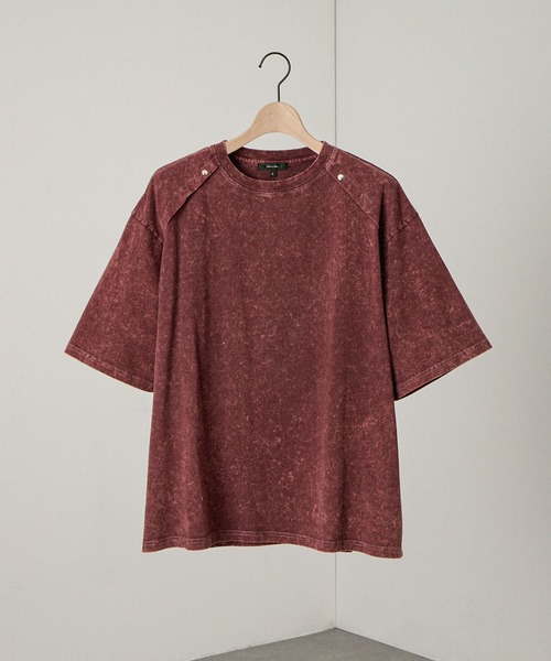 Alfred Alex（アルフレッドアレックス）の「【Alfred Alex】ヴィンテージ加工ヨークスタッズ半袖Tシャツ（Tシャツ/カットソー・メンズ・ワインレッド/ブルー/ブラック・M/L）」の9枚目の写真