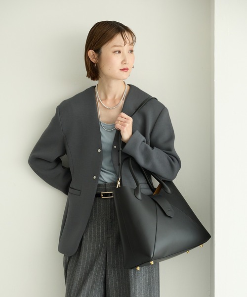 HASHIBAMI（ハシバミ）の「【HASHIBAMI】フェズ ヨコナガ A4バッグ（トートバッグ・レディース・ブラック/ダークブラウン・FREE）」の15枚目の写真