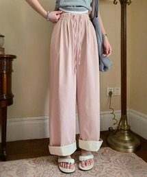 配色ヘムワイドパンツ