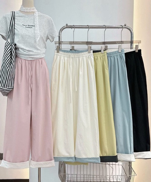 BANICO(バニコ)の「配色ヘムワイドパンツ(その他パンツ・レディース・ピンク/イエロー/ブルー/ブラック/ライトベージュ・LARGE/MEDIUM)」の21枚目の写真