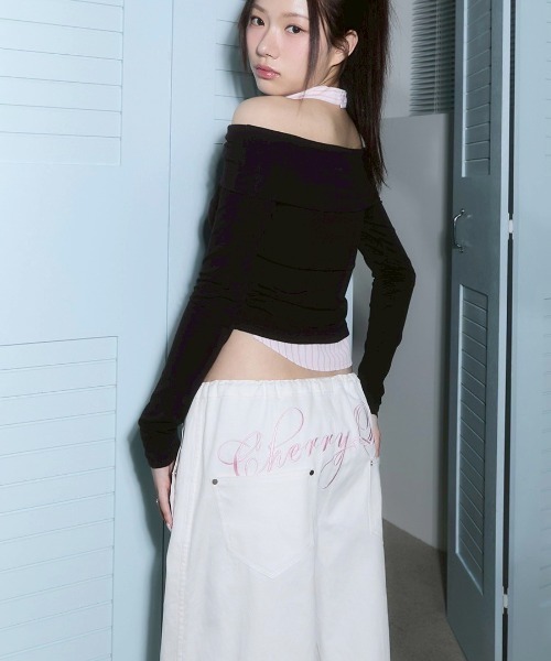 CHERRYQUIRI】lace layered roll up denim / 【チェリーキュリー