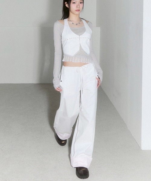 CHERRYQUIRI ■ Lace layered roll up denim デニム CHERRYQUIRI】lace layered roll up denim / 【チェリーキュリー