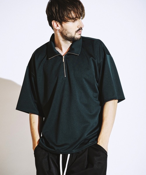 NO ID.(ノーアイディ)の「【NO ID.】Half Zip Big Pullover / ハーフ ジップ ビッグ プルオーバー(ポロシャツ・メンズ・ダークグレー/ダークグリーン/アイボリー/ブラック・ONE SIZE)」の8枚目の写真