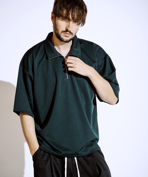 NO ID.(ノーアイディ)の「【NO ID.】Half Zip Big Pullover / ハーフ ジップ ビッグ プルオーバー(ポロシャツ・メンズ・ダークグレー/ダークグリーン/アイボリー/ブラック・ONE SIZE)」の9枚目の写真
