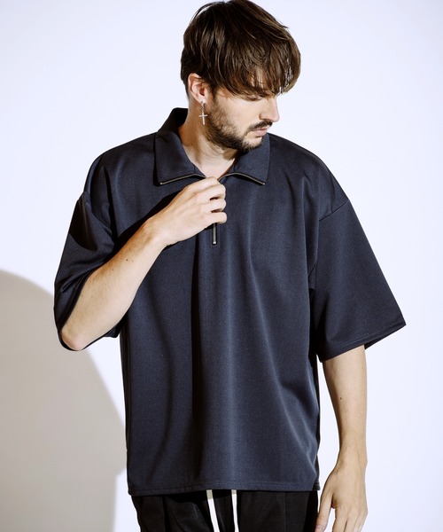 NO ID.(ノーアイディ)の「【NO ID.】Half Zip Big Pullover / ハーフ ジップ ビッグ プルオーバー(ポロシャツ・メンズ・ダークグレー/ダークグリーン/アイボリー/ブラック・ONE SIZE)」の12枚目の写真