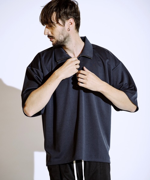 NO ID.(ノーアイディ)の「【NO ID.】Half Zip Big Pullover / ハーフ ジップ ビッグ プルオーバー(ポロシャツ・メンズ・ダークグレー/ダークグリーン/アイボリー/ブラック・ONE SIZE)」の14枚目の写真