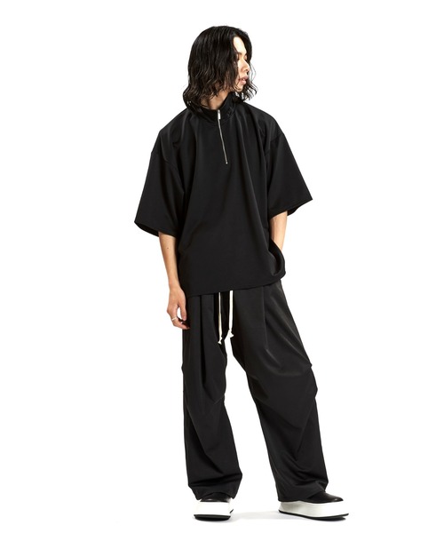 O*H様 V TWELVE ハーフジップ ブラックシャツ ハーフZIP BIG-PO(プルオーバー)（ポロシャツ）｜NO ID