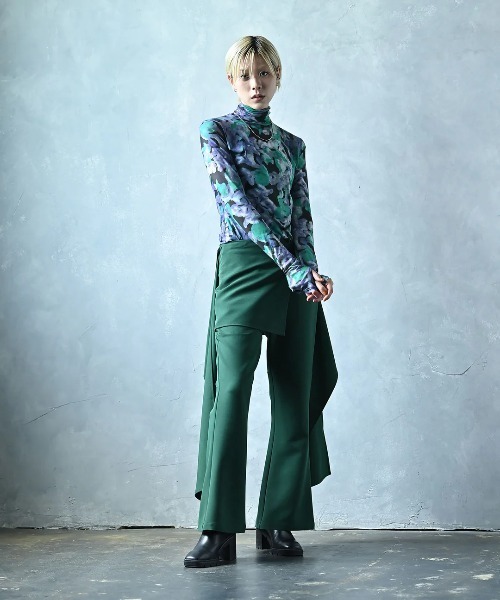 funda mine（ファンダマイン）の「2WAYラップスカートセットパンツ（その他パンツ・レディース・ブラック/グリーン・02/01）」の4枚目の写真