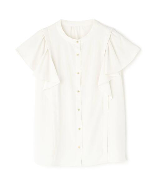 NATURAL BEAUTY BASIC(ナチュラルビューティーベーシック)の「◇メタルボタンフリルスリーブブラウス(シャツ/ブラウス・レディース・オフホワイト/ブルー/ダークブラウン・SMALL/MEDIUM)」の4枚目の写真
