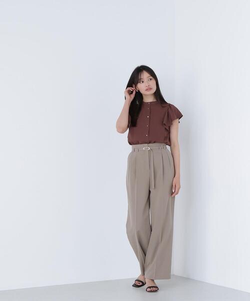NATURAL BEAUTY BASIC(ナチュラルビューティーベーシック)の「◇メタルボタンフリルスリーブブラウス(シャツ/ブラウス・レディース・オフホワイト/ブルー/ダークブラウン・SMALL/MEDIUM)」の14枚目の写真