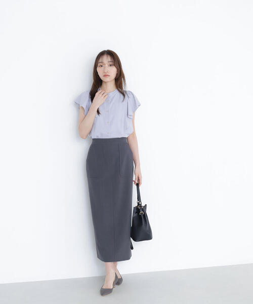 NATURAL BEAUTY BASIC（ナチュラルビューティーベーシック）の「◇メタルボタンフリルスリーブブラウス（シャツ/ブラウス・レディース・オフホワイト/ブルー/ダークブラウン・SMALL/MEDIUM）」の16枚目の写真