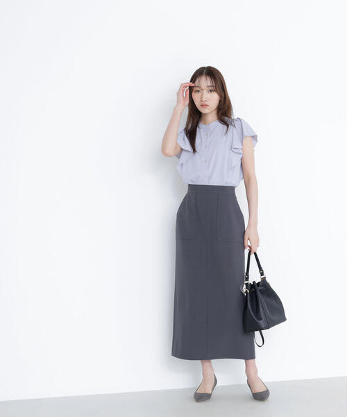 NATURAL BEAUTY BASIC（ナチュラルビューティーベーシック）の「◇メタルボタンフリルスリーブブラウス（シャツ/ブラウス・レディース・オフホワイト/ブルー/ダークブラウン・SMALL/MEDIUM）」の8枚目の写真