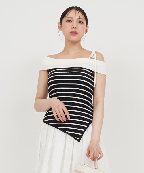 ROYAL PARTY(ロイヤルパーティー)の「アシンメトリーニットトップス(ニット/セーター・レディース・ブラック/オフホワイト/マルチ・FREE)」の19枚目の写真