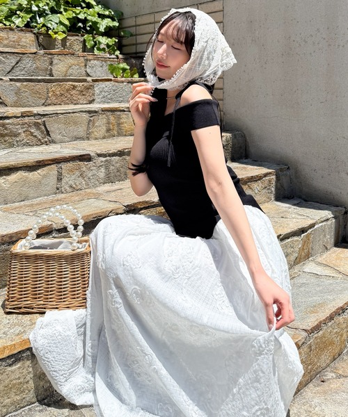 ROYAL PARTY(ロイヤルパーティー)の「アシンメトリーニットトップス(ニット/セーター・レディース・ブラック/オフホワイト/マルチ・FREE)」の8枚目の写真