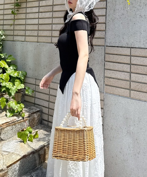ROYAL PARTY(ロイヤルパーティー)の「アシンメトリーニットトップス(ニット/セーター・レディース・ブラック/オフホワイト/マルチ・FREE)」の7枚目の写真