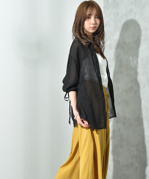 INTERPLANET（インタープラネット）の「Ｅボイルヨークギャザー袖ドロストシャツ（シャツ/ブラウス・レディース・オフホワイト/ブラック/ブラウン・FREE）」の22枚目の写真