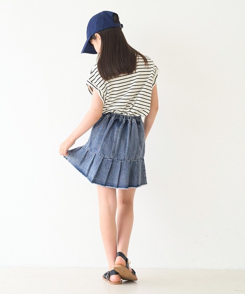 coca（coca）（コカ）の「キッズ　デニムタックスカート（デニムスカート・キッズ・ブルー/ブラック・130/140/150/120）」の3枚目の写真