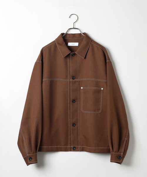 セール】配色ステッチ/ワークショートジャケット【セットアップ対応