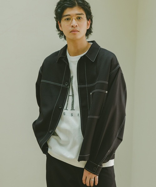 RAGEBLUE（レイジブルー）の「配色ステッチ/ワークショートジャケット【セットアップ対応】（ブルゾン・メンズ・グレー/ブラック/ブラウン・MEDIUM/FREE）」の16枚目の写真