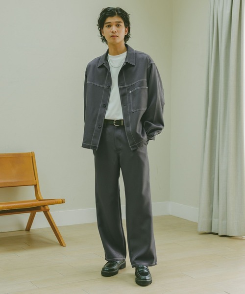 RAGEBLUE（レイジブルー）の「配色ステッチ/ワークショートジャケット【セットアップ対応】（ブルゾン・メンズ・グレー/ブラック/ブラウン・MEDIUM/FREE）」の19枚目の写真