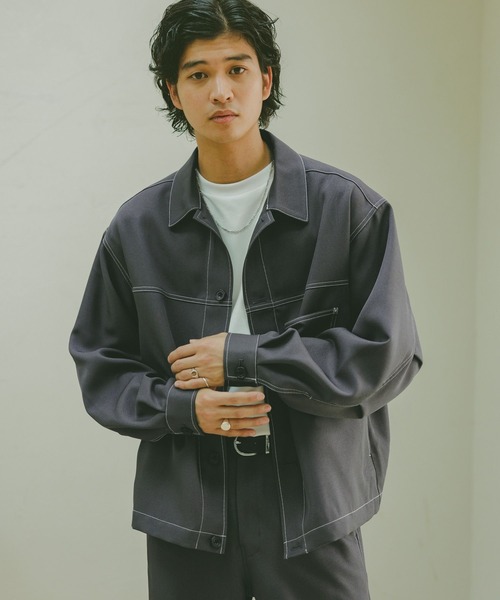 RAGEBLUE（レイジブルー）の「配色ステッチ/ワークショートジャケット【セットアップ対応】（ブルゾン・メンズ・グレー/ブラック/ブラウン・MEDIUM/FREE）」の21枚目の写真