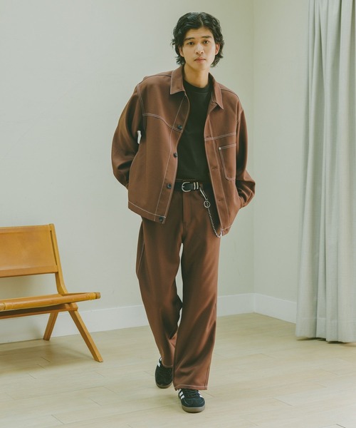 RAGEBLUE（レイジブルー）の「配色ステッチ/ワークショートジャケット【セットアップ対応】（ブルゾン・メンズ・グレー/ブラック/ブラウン・MEDIUM/FREE）」の4枚目の写真