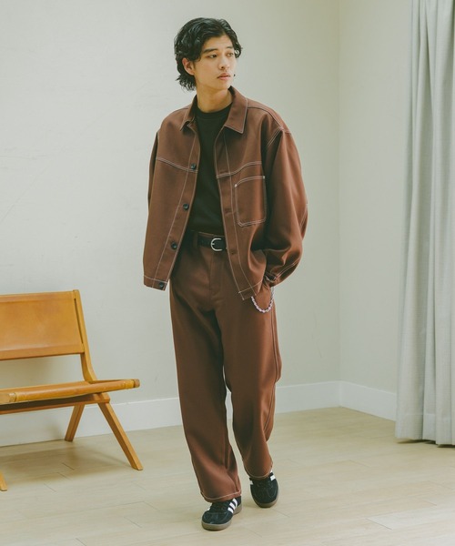 RAGEBLUE（レイジブルー）の「配色ステッチ/ワークショートジャケット【セットアップ対応】（ブルゾン・メンズ・グレー/ブラック/ブラウン・MEDIUM/FREE）」の5枚目の写真