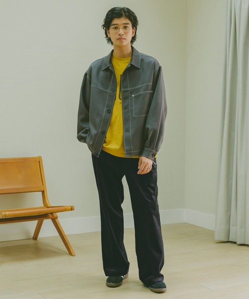 RAGEBLUE（レイジブルー）の「配色ステッチ/ワークショートジャケット【セットアップ対応】（ブルゾン・メンズ・グレー/ブラック/ブラウン・MEDIUM/FREE）」の10枚目の写真