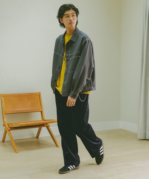 RAGEBLUE（レイジブルー）の「配色ステッチ/ワークショートジャケット【セットアップ対応】（ブルゾン・メンズ・グレー/ブラック/ブラウン・MEDIUM/FREE）」の11枚目の写真