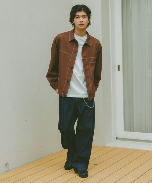 RAGEBLUE（レイジブルー）の「配色ステッチ/ワークショートジャケット【セットアップ対応】（ブルゾン・メンズ・グレー/ブラック/ブラウン・MEDIUM/FREE）」の13枚目の写真