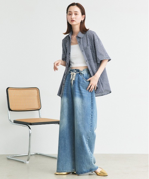 ad thie(アドティエ)の「ハーフスリーブ ポケット付き チェックシャツ(シャツ/ブラウス・レディース・ネイビー/ブルー・FREE)」の22枚目の写真
