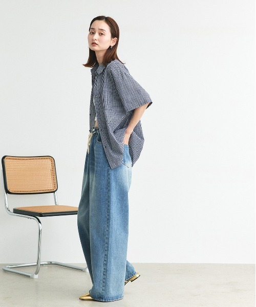 ad thie(アドティエ)の「ハーフスリーブ ポケット付き チェックシャツ(シャツ/ブラウス・レディース・ネイビー/ブルー・FREE)」の21枚目の写真