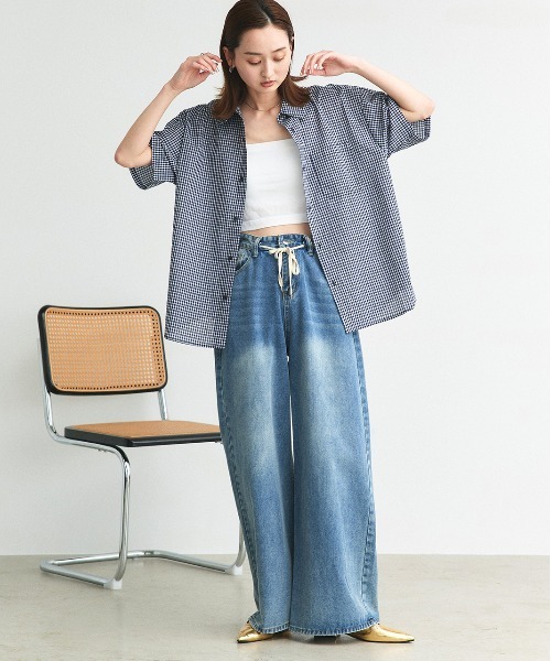 ad thie(アドティエ)の「ハーフスリーブ ポケット付き チェックシャツ(シャツ/ブラウス・レディース・ネイビー/ブルー・FREE)」の20枚目の写真