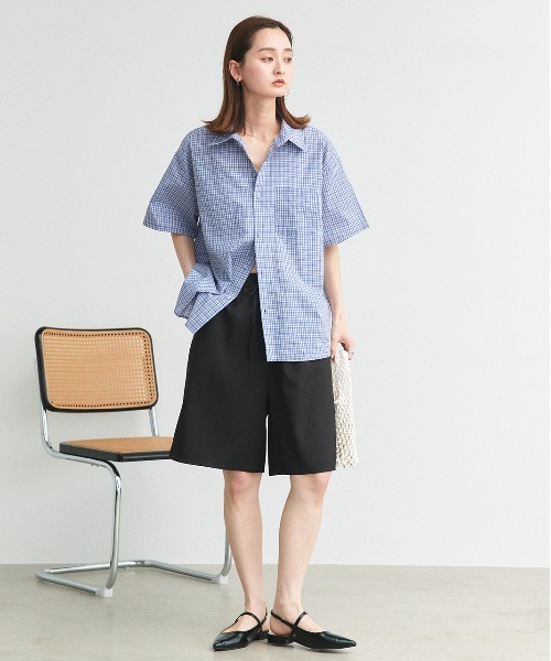 ad thie(アドティエ)の「ハーフスリーブ ポケット付き チェックシャツ(シャツ/ブラウス・レディース・ネイビー/ブルー・FREE)」の16枚目の写真