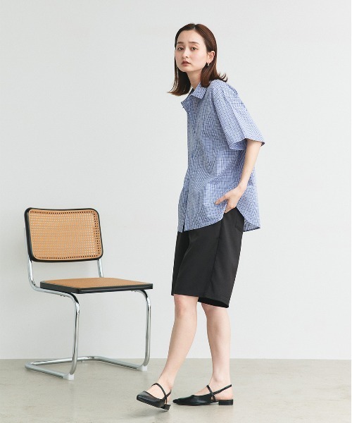 ad thie(アドティエ)の「ハーフスリーブ ポケット付き チェックシャツ(シャツ/ブラウス・レディース・ネイビー/ブルー・FREE)」の15枚目の写真