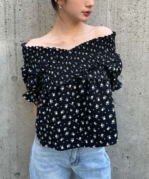 3.3 Field Trip （3.3フィールドトリップ）の「3.3 Field Trip／2WAYシャーリングブラウス（シャツ/ブラウス・レディース・ブラック/アイボリー・FREE）」の2枚目の写真