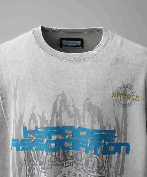 MAISON SPECIAL（メゾンスペシャル）の「【Hypnose Association for MAISON SPECIAL】「Eagle」Prime-Over Crew Neck T-Shirt/イーグルプライムオーバークルーネックTシャツ（Tシャツ/カットソー・メンズ・ブラック/ライトグレー・2/1）」の5枚目の写真