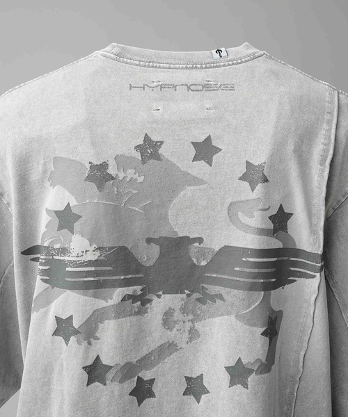 MAISON SPECIAL（メゾンスペシャル）の「【Hypnose Association for MAISON SPECIAL】「Eagle」Prime-Over Crew Neck T-Shirt/イーグルプライムオーバークルーネックTシャツ（Tシャツ/カットソー・メンズ・ブラック/ライトグレー・2/1）」の11枚目の写真