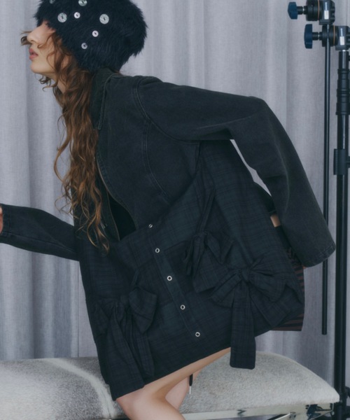 DTYYPE(ドタイプ)の「チェック柄リボンショルダーバッグ(ショルダーバッグ・レディース・パープル/ブラック・FREE)」の2枚目の写真