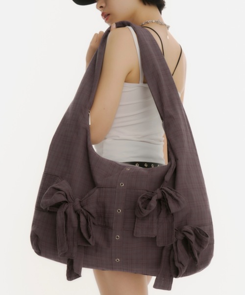 DTYYPE(ドタイプ)の「チェック柄リボンショルダーバッグ(ショルダーバッグ・レディース・パープル/ブラック・FREE)」の8枚目の写真